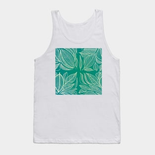 Teal Tropical Feathers Tank Top